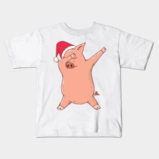 christmas dabbing pig Kids T-Shirt
